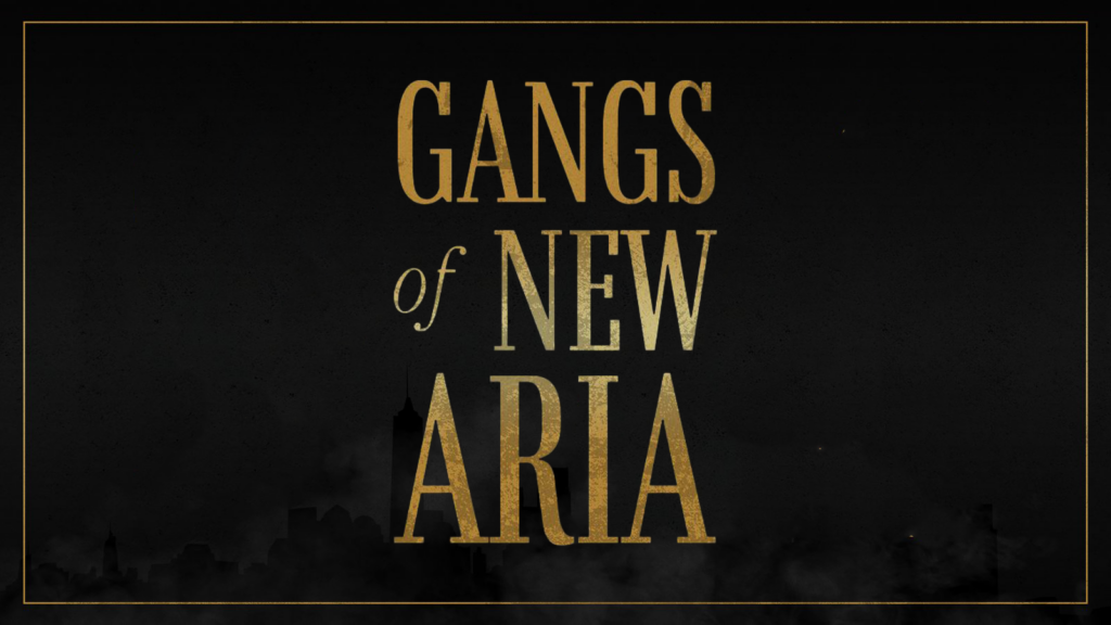Official poster of the show Gangs of New Aria in a 30's style.