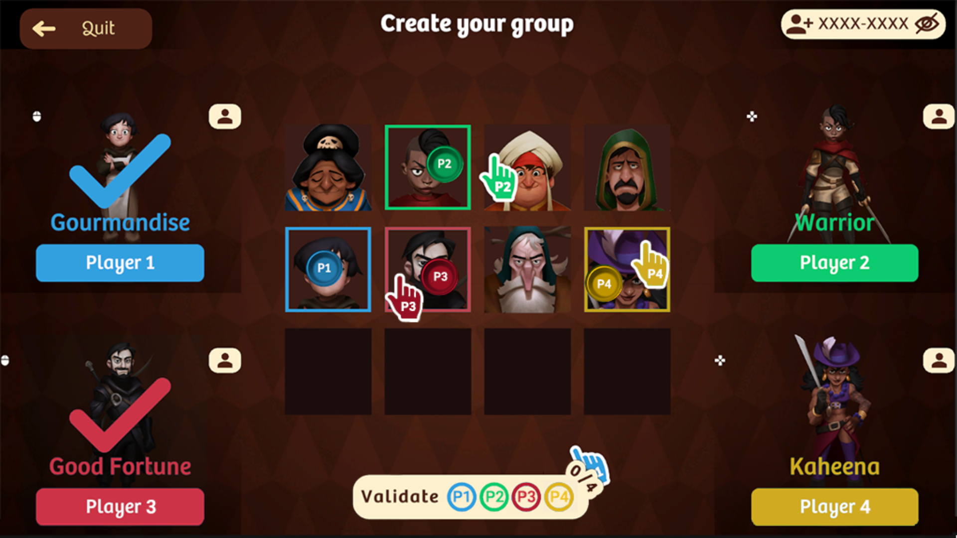 Screen of the menu, where you can choose the characters, according to their history and skills.